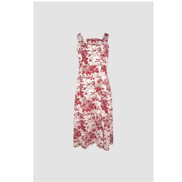 J.ing Dark Red Floral Print Tie Strap Slit Hem Midi Dress - Picture 7 of 11